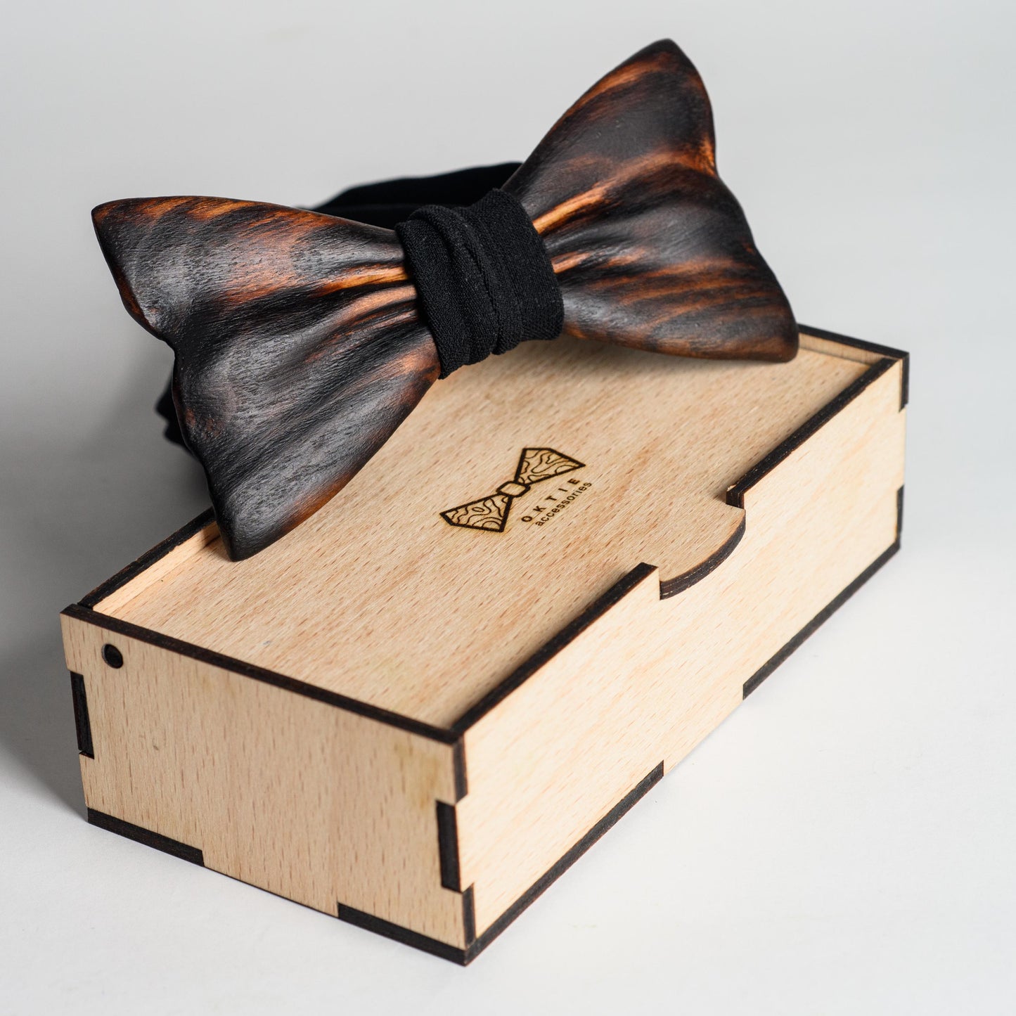 Handmade Oak Wood Bow Tie: Brown Barn Wedding Groomsmen Gift
