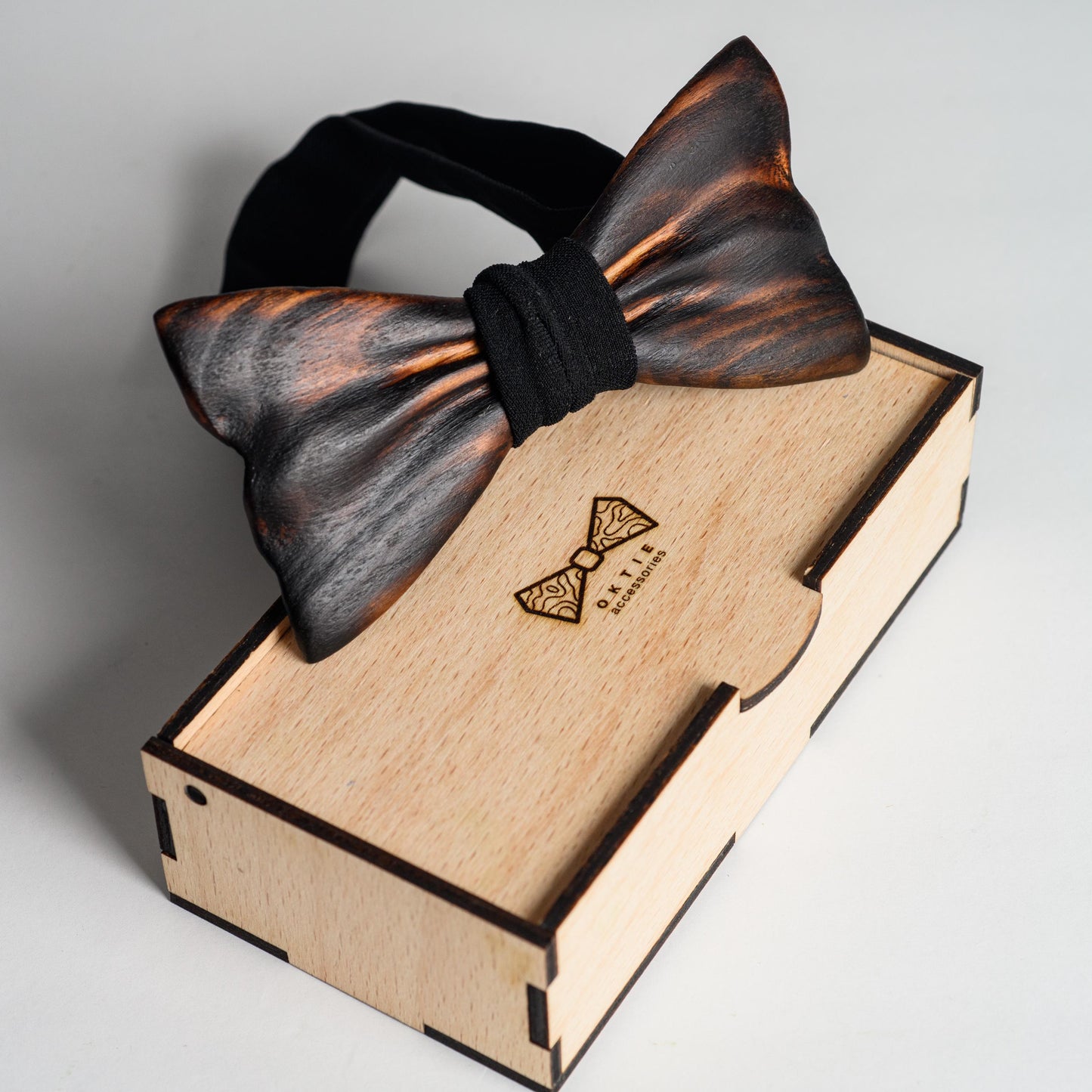 Handmade Oak Wood Bow Tie: Brown Barn Wedding Groomsmen Gift