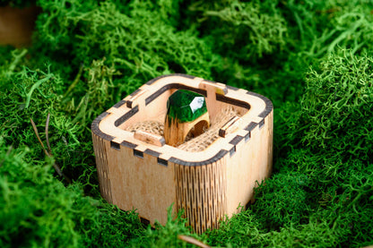 Emerald Green Resin Wood Ring, Handmade Anniversary Gift