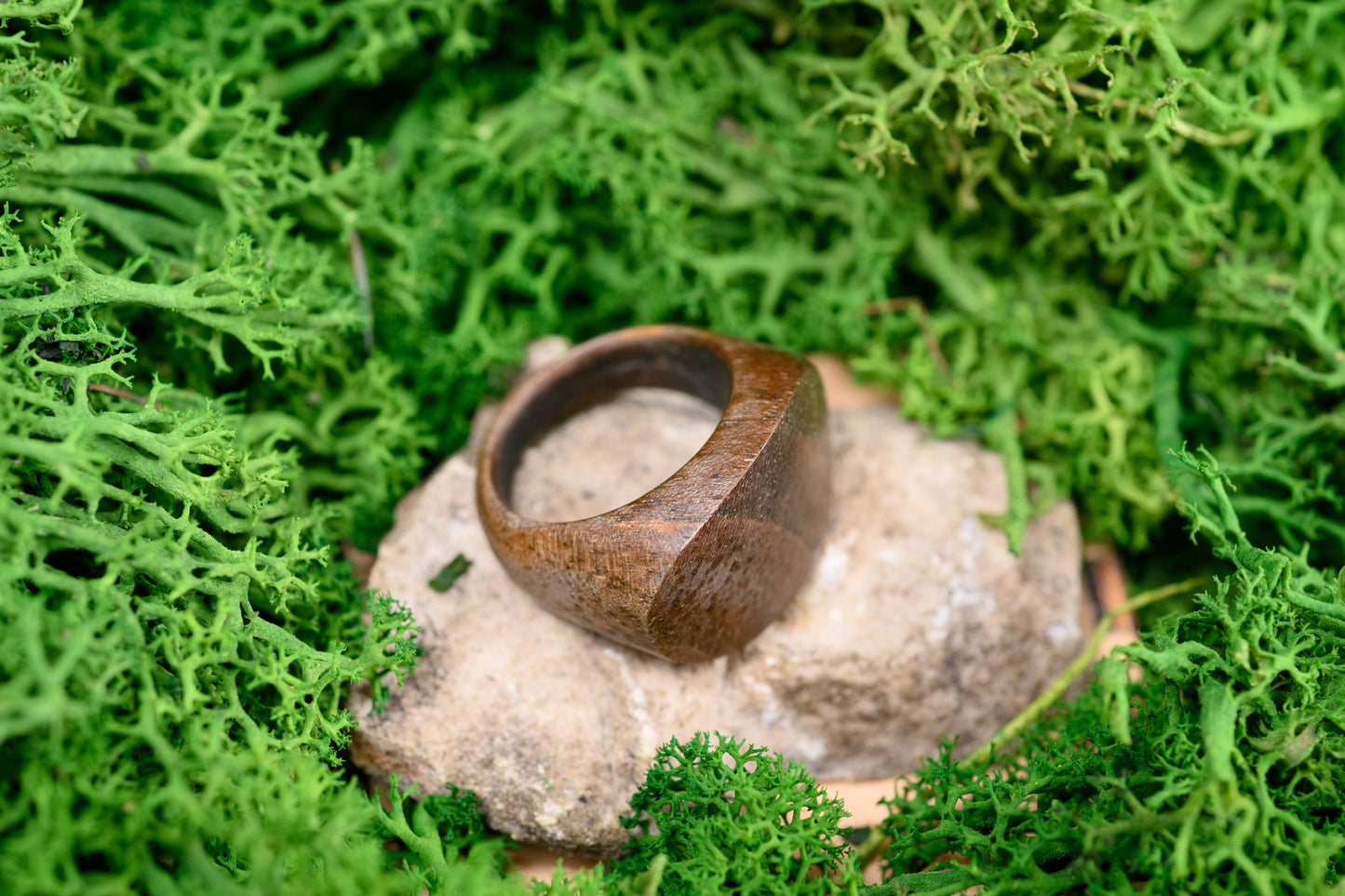 Unisex Walnut Wooden Ring for Couple Wood Rings for 5th Anniversary Gift