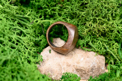 Unisex Walnut Wooden Ring for Couple Wood Rings for 5th Anniversary Gift