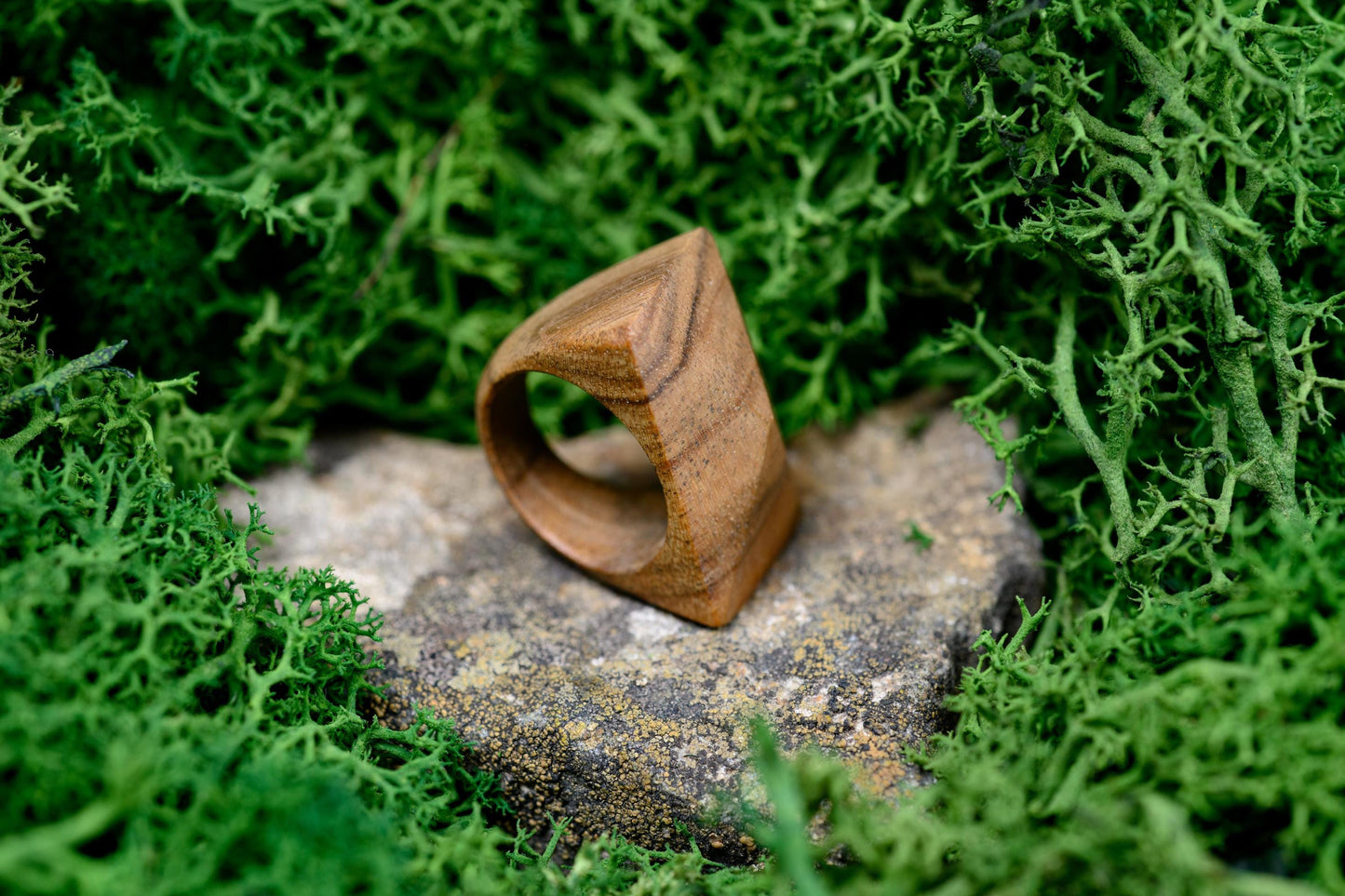 Pyramid Walnut Wood Ring