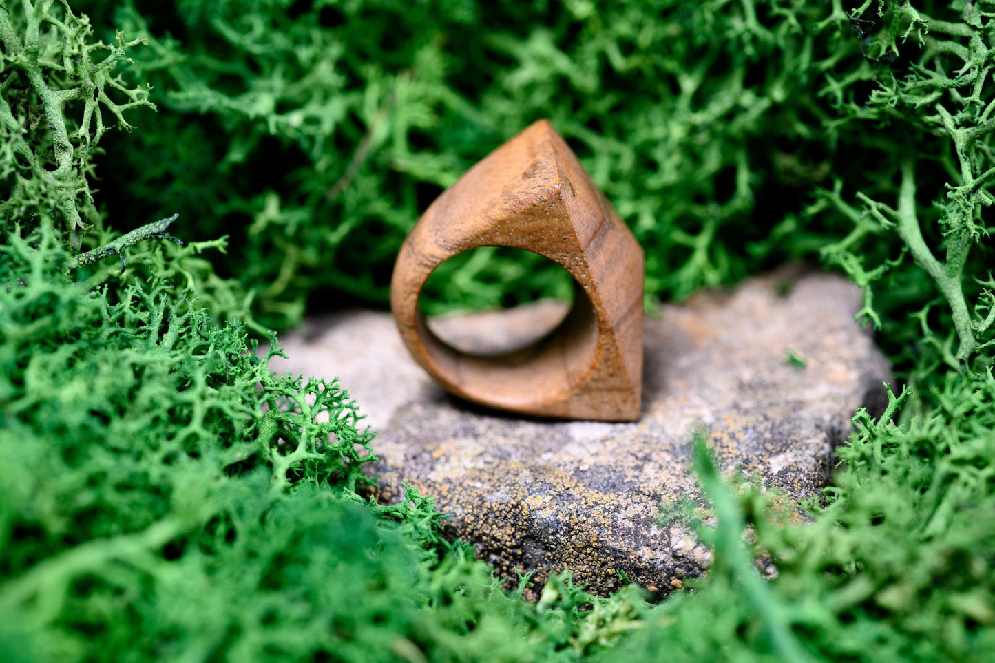 Pyramid Walnut Wood Ring
