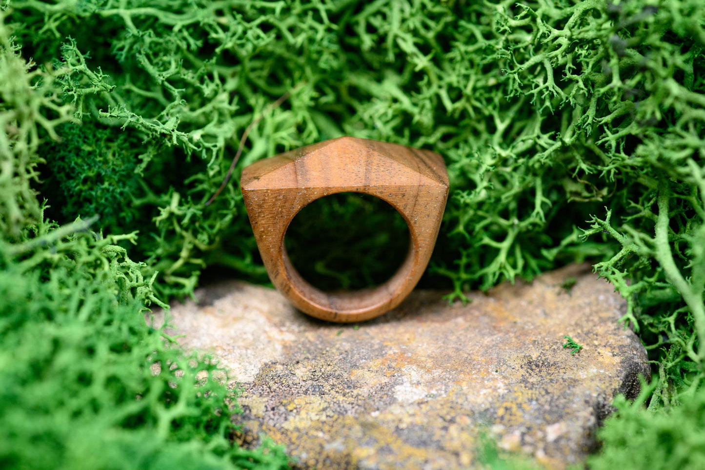 Pyramid Walnut Wood Ring