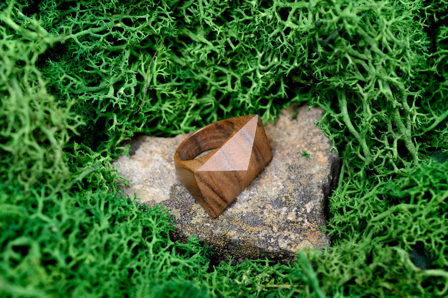 Pyramid Walnut Wood Ring