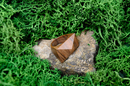 Pyramid Walnut Wood Ring