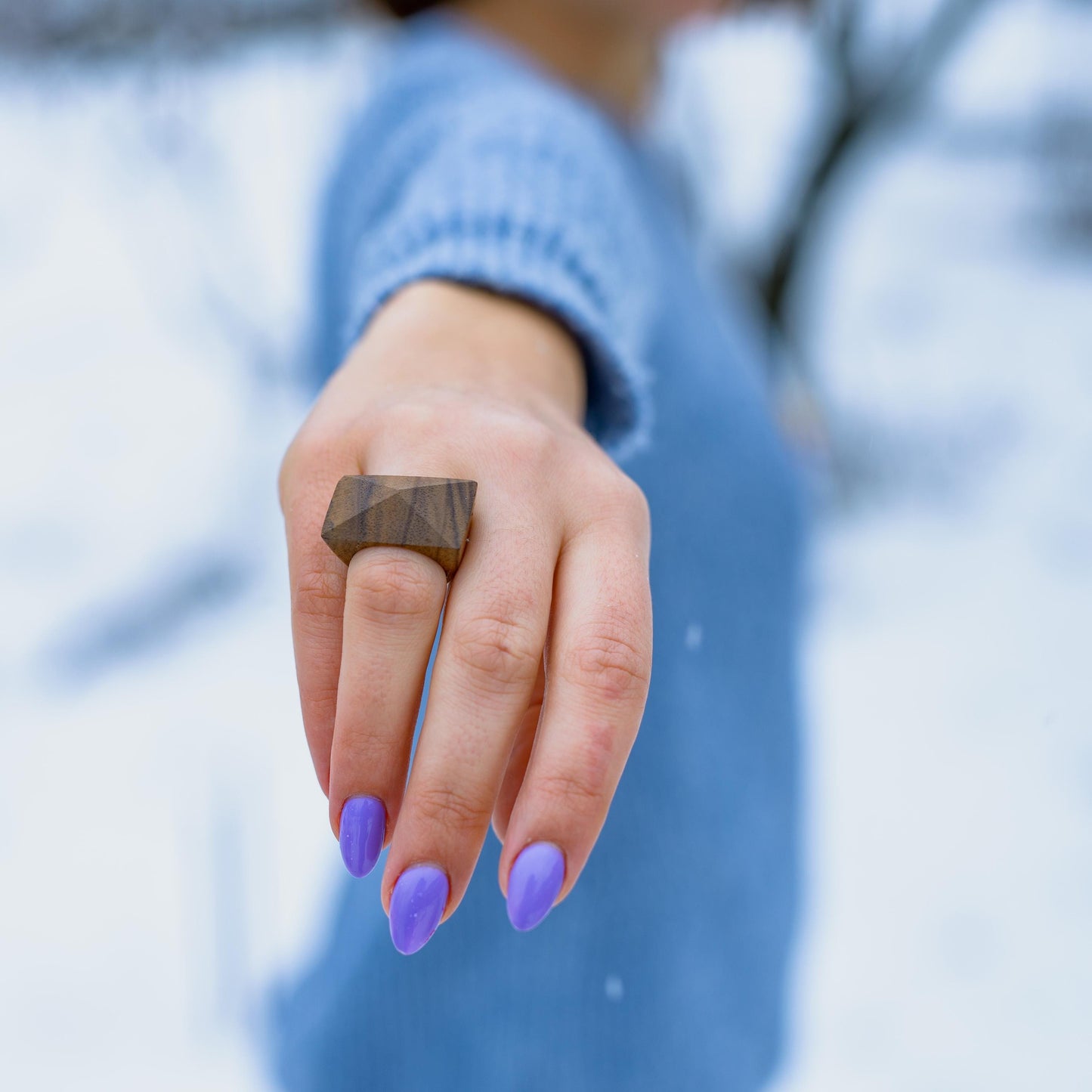 Pyramid Walnut Wood Ring