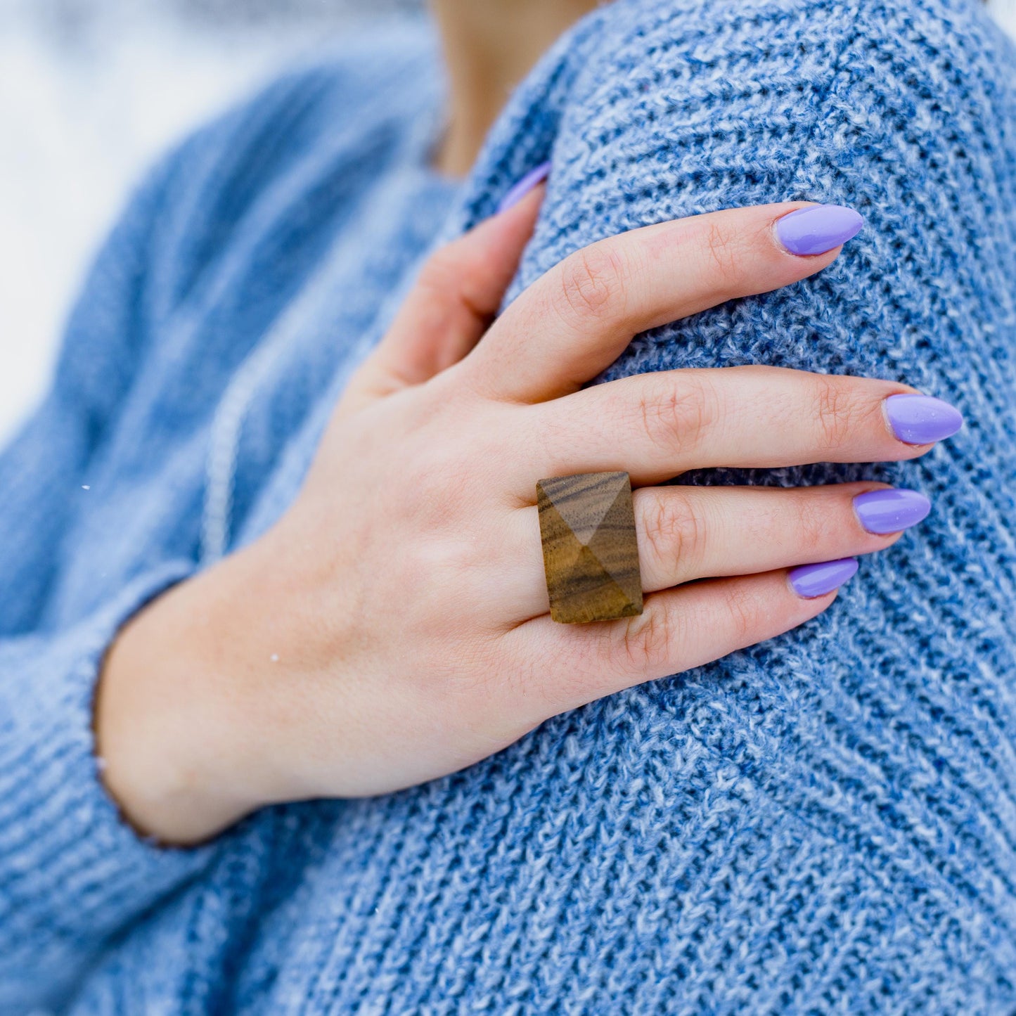 Pyramid Walnut Wood Ring