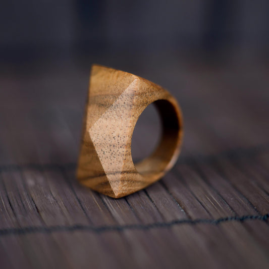 Pyramid Walnut Wood Ring