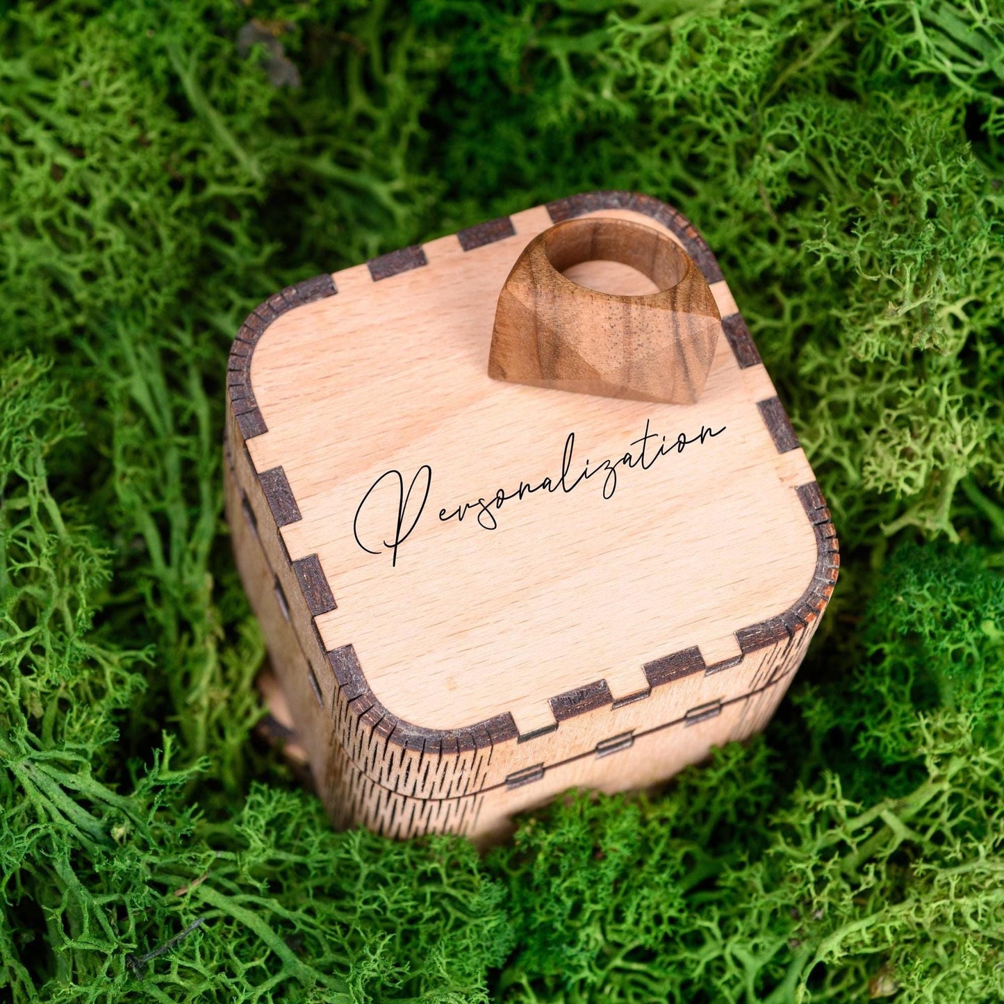 Pyramid Walnut Wood Ring