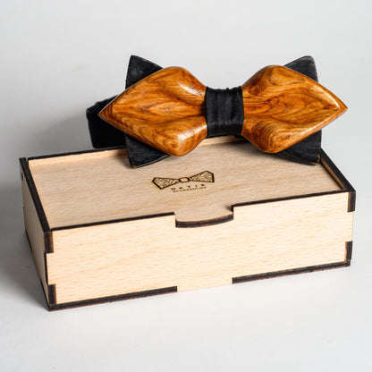 Rustic wedding accessory featuring handcrafted oak and a dark adjustable strap.