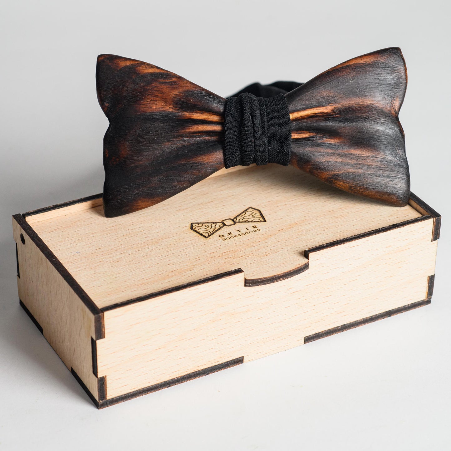 Handmade Oak Wood Bow Tie: Brown Barn Wedding Groomsmen Gift