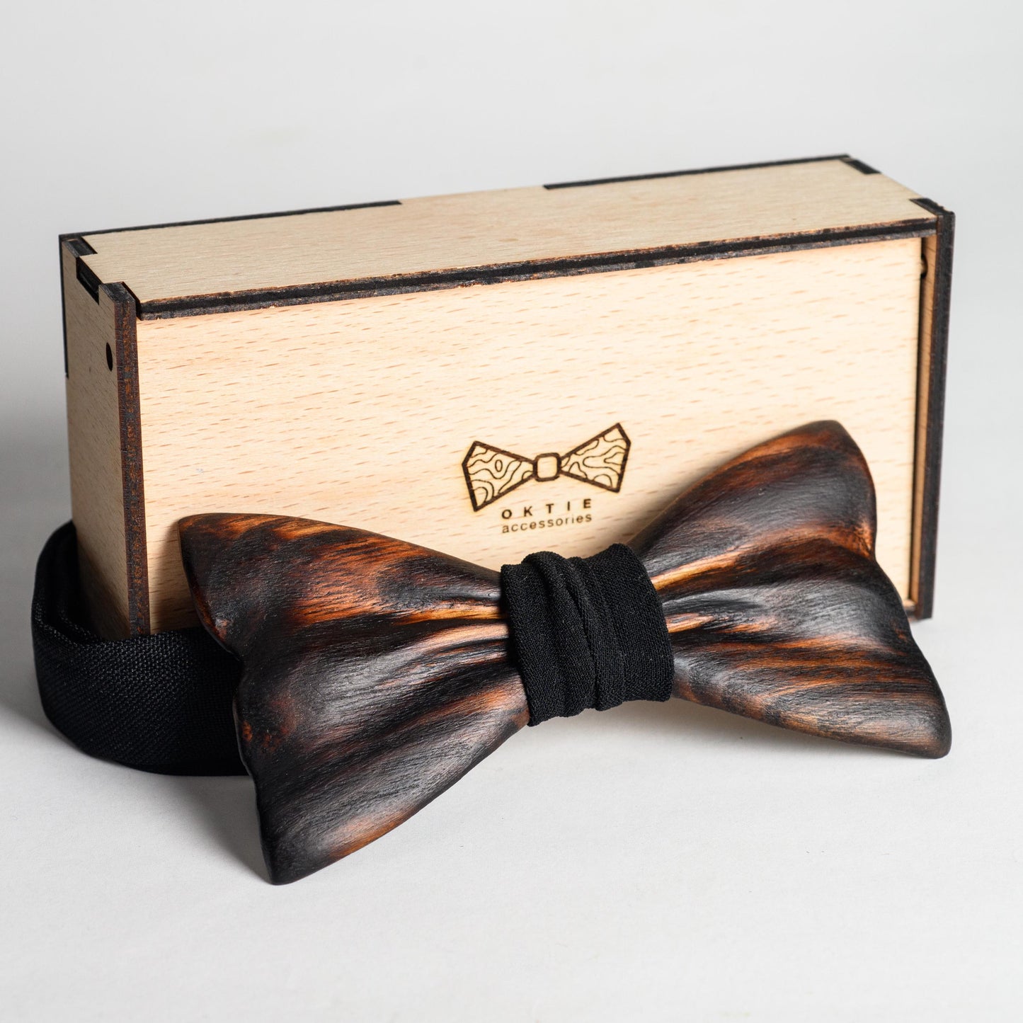 Handmade Oak Wood Bow Tie: Brown Barn Wedding Groomsmen Gift