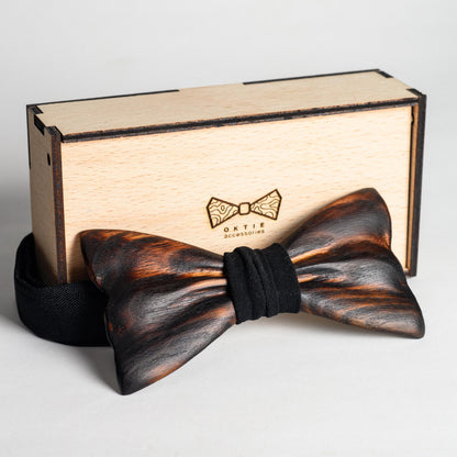 Handmade Oak Wood Bow Tie: Brown Barn Wedding Groomsmen Gift