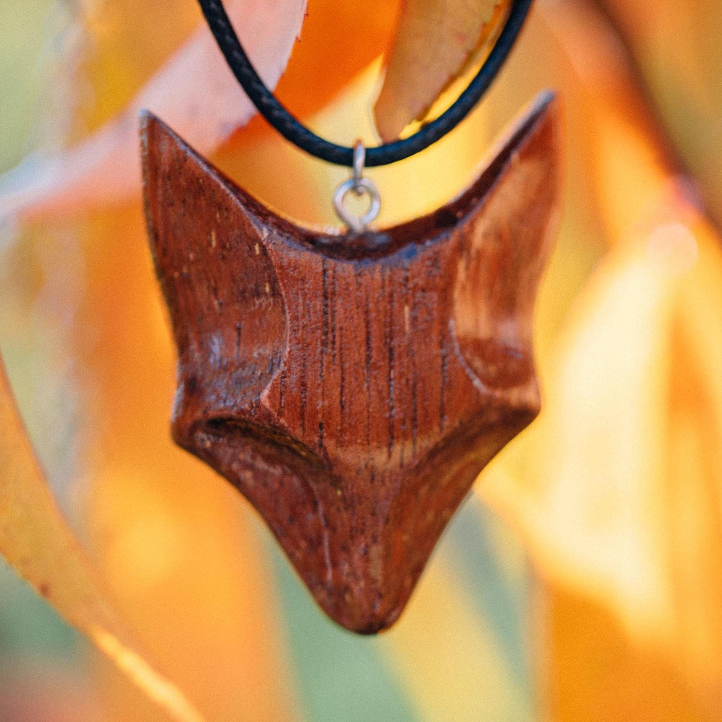 Personalized Merbau Wood Fox Necklace: Engraved Gift Box