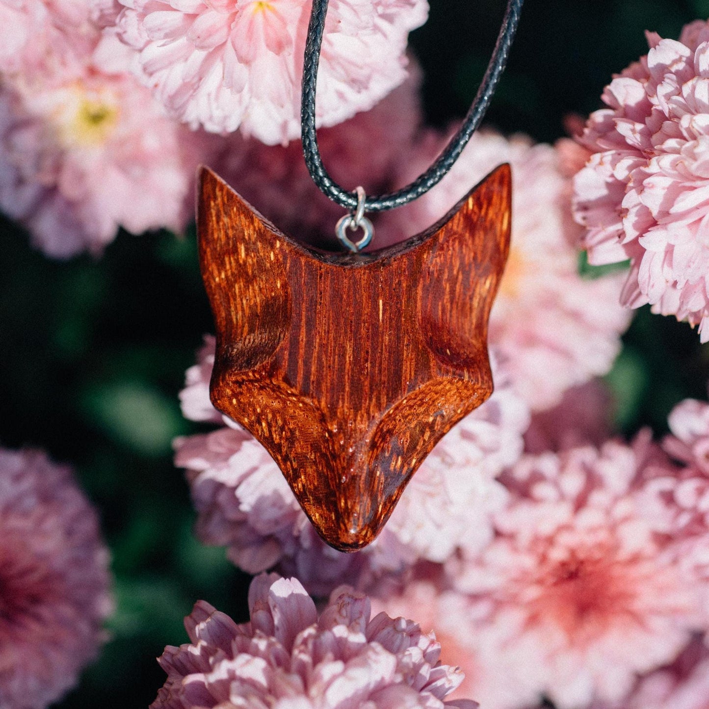 Personalized Merbau Wood Fox Necklace: Engraved Gift Box