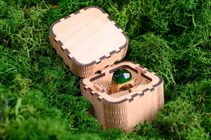 Emerald Green Resin Wood Ring, Handmade Anniversary Gift