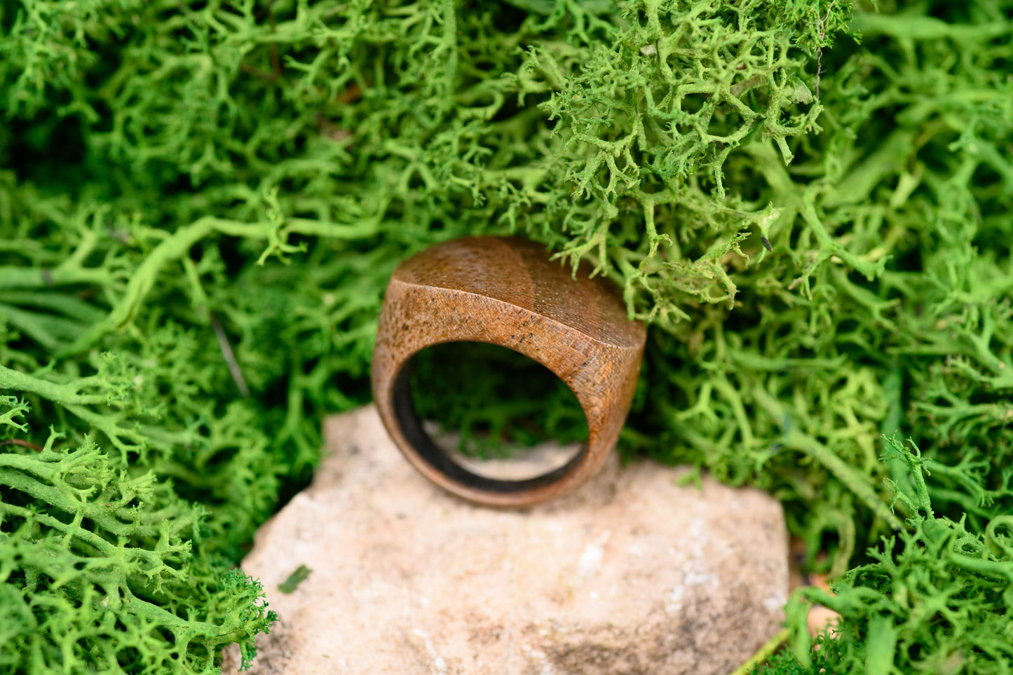 Unisex Walnut Wooden Ring for Couple Wood Rings for 5th Anniversary Gift