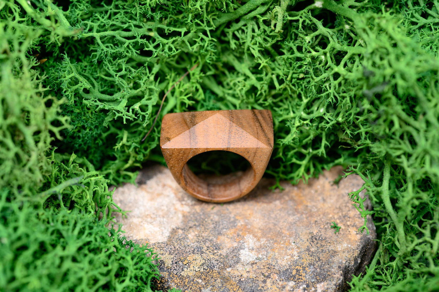 Pyramid Walnut Wood Ring