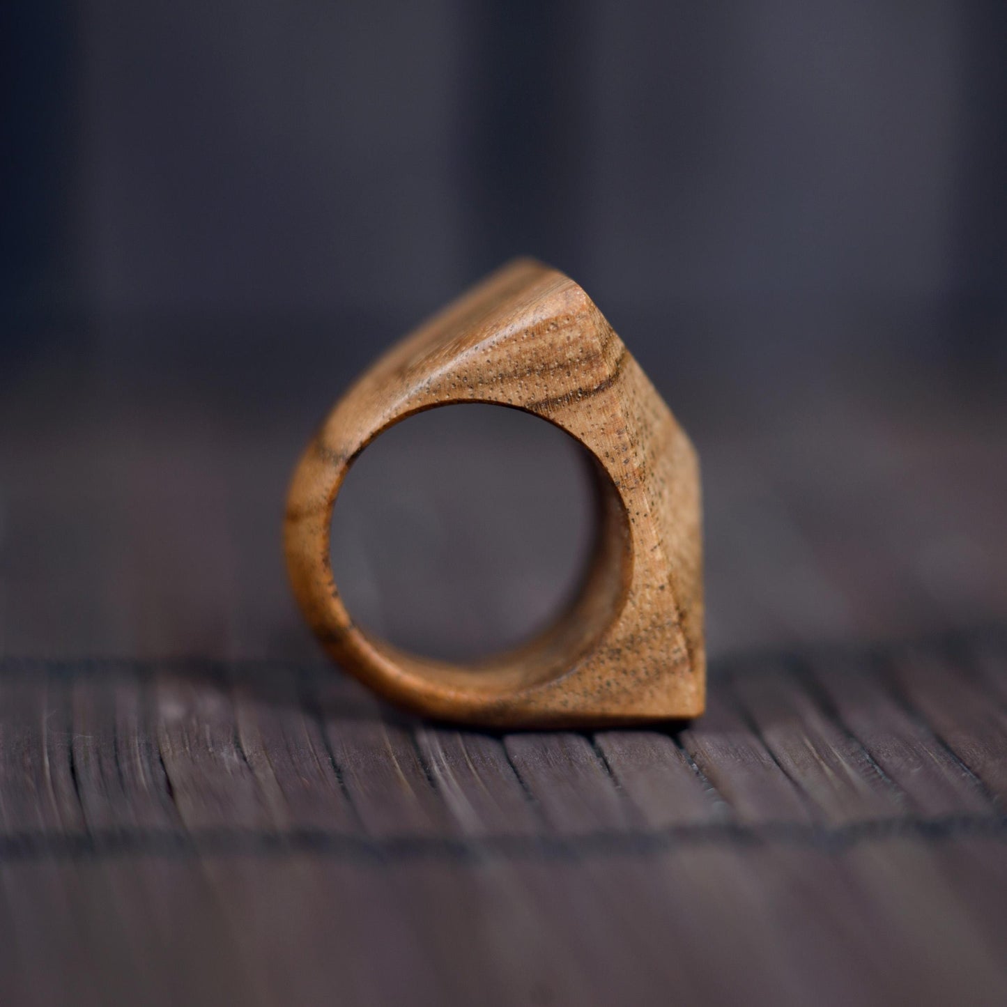 Pyramid Walnut Wood Ring