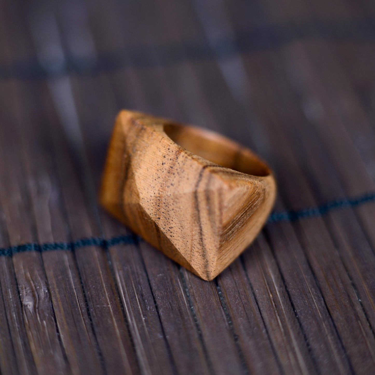 Pyramid Walnut Wood Ring