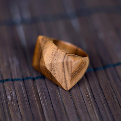 Pyramid Walnut Wood Ring