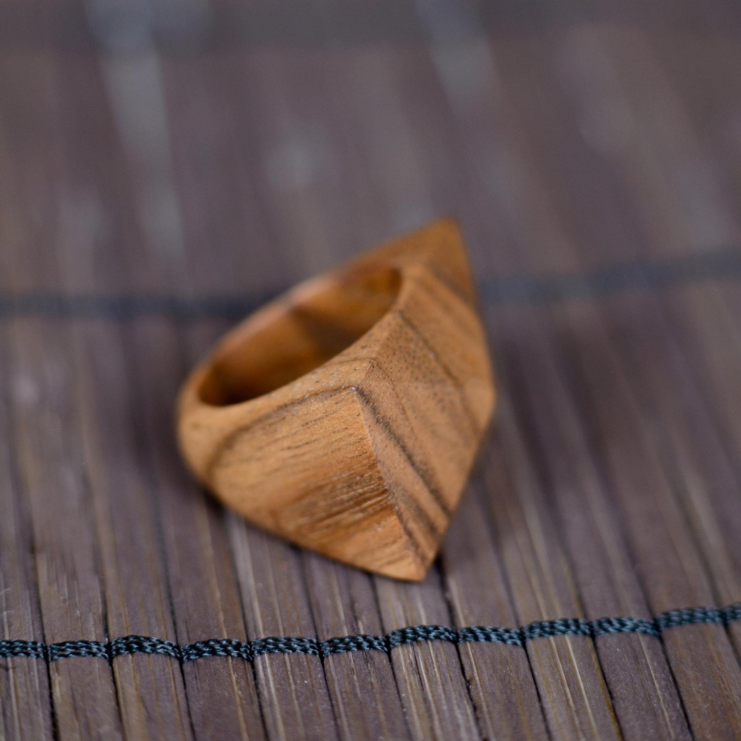 Pyramid Walnut Wood Ring