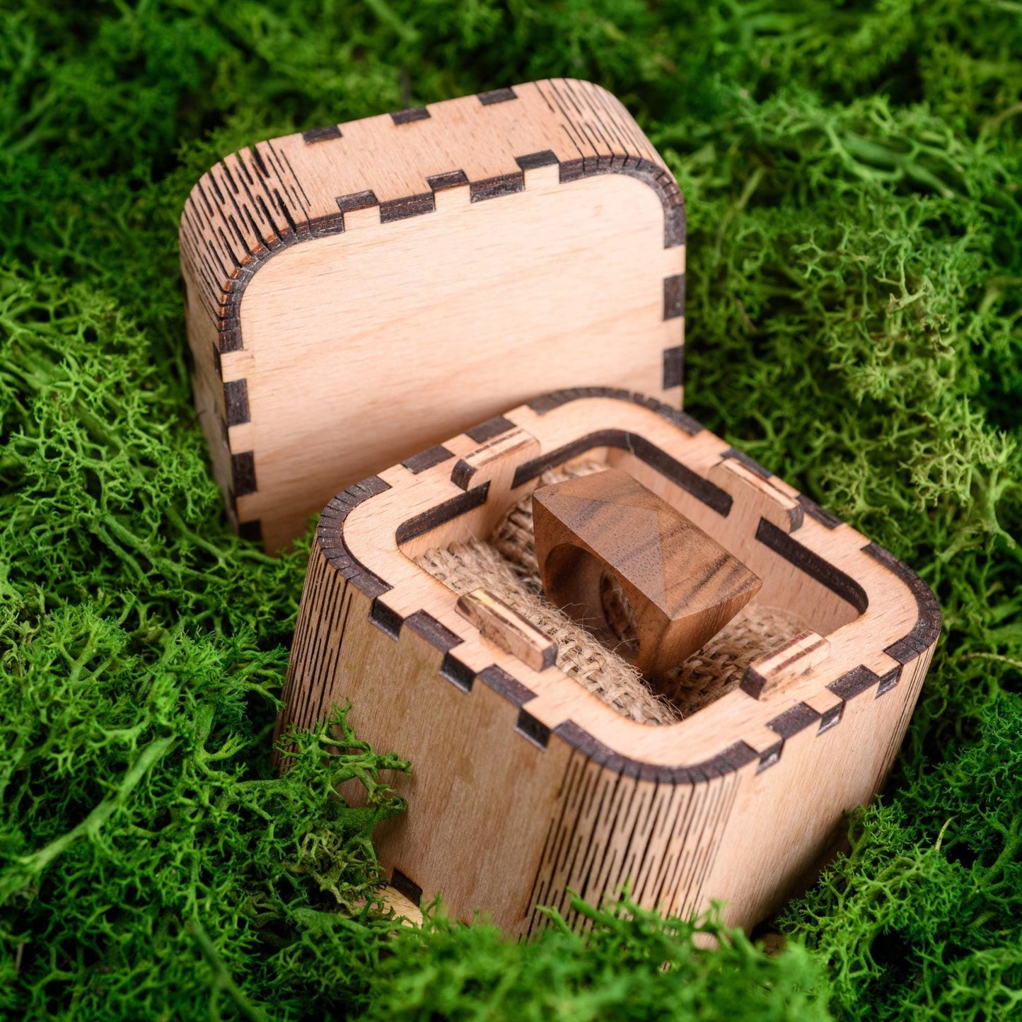 Pyramid Walnut Wood Ring