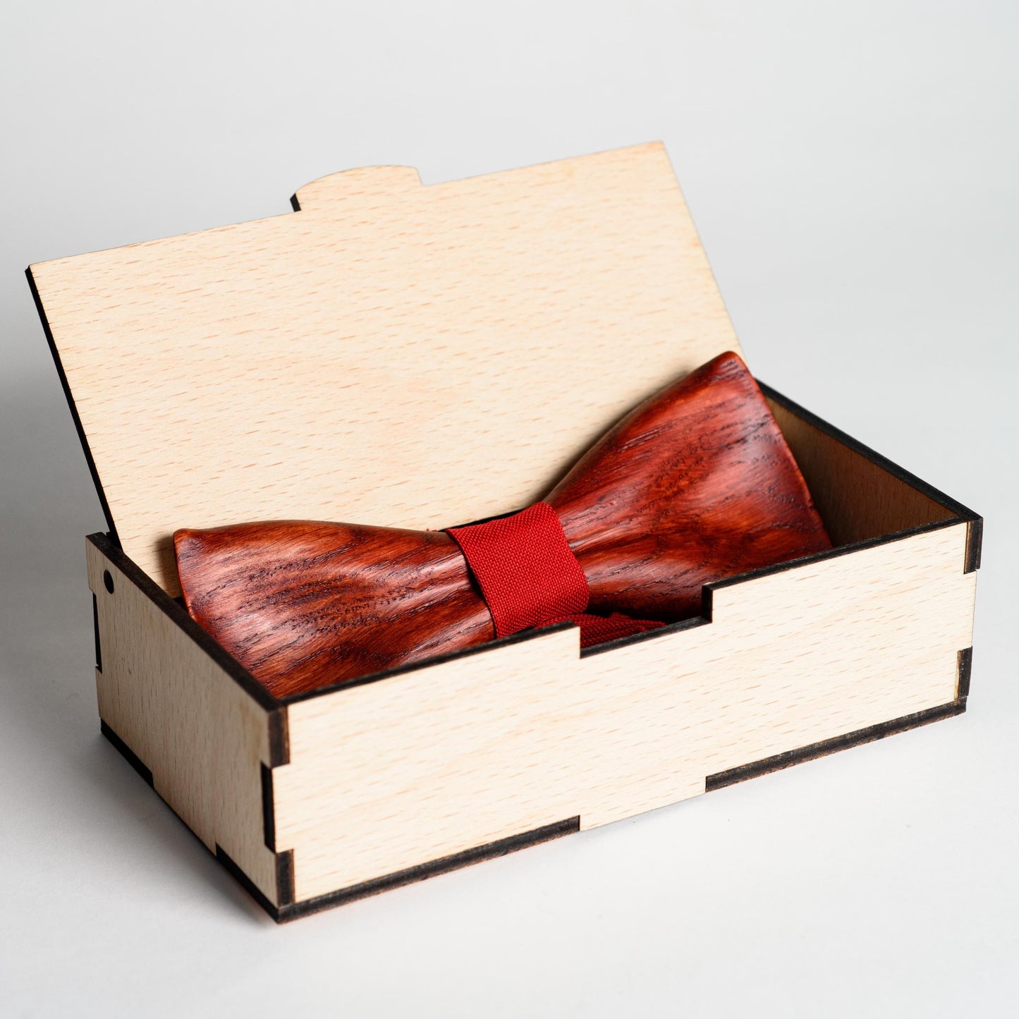 Classic Red Wooden Bow Tie For Men Wedding Accessory
