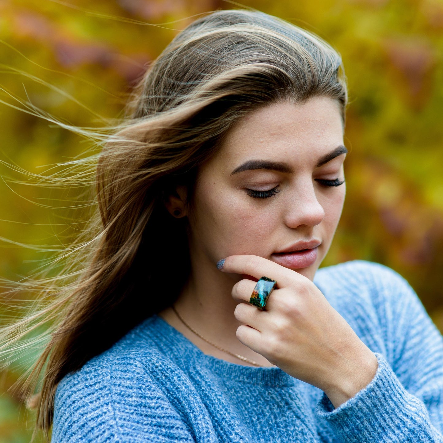 Personalized Wooden Ring – Mountain Landscape Ring, 5th Anniversary Gift for Wife, Mothers Day Jewelry