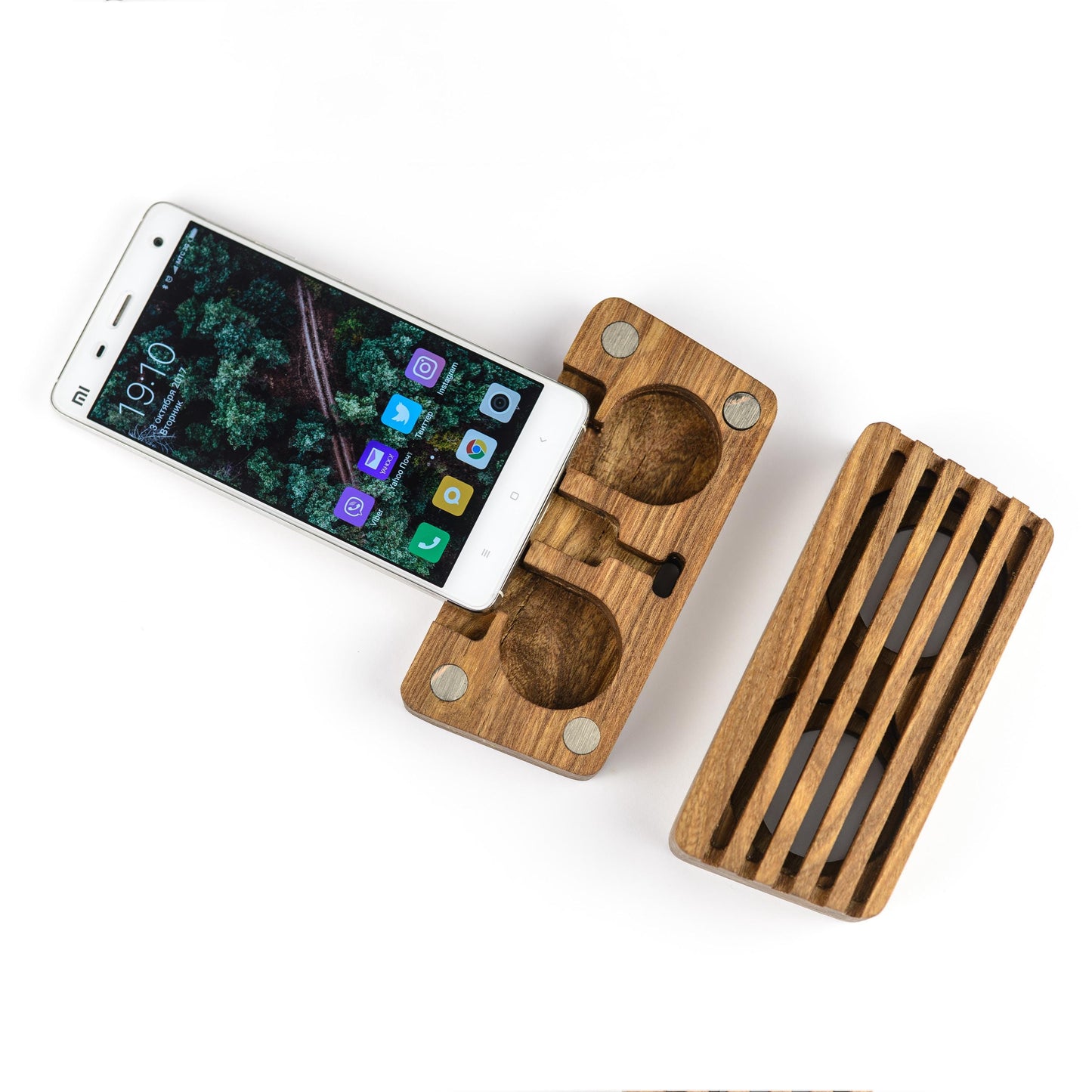 Wood Phone Stand Personalized 5th Anniversary Gift - Phone Accessories