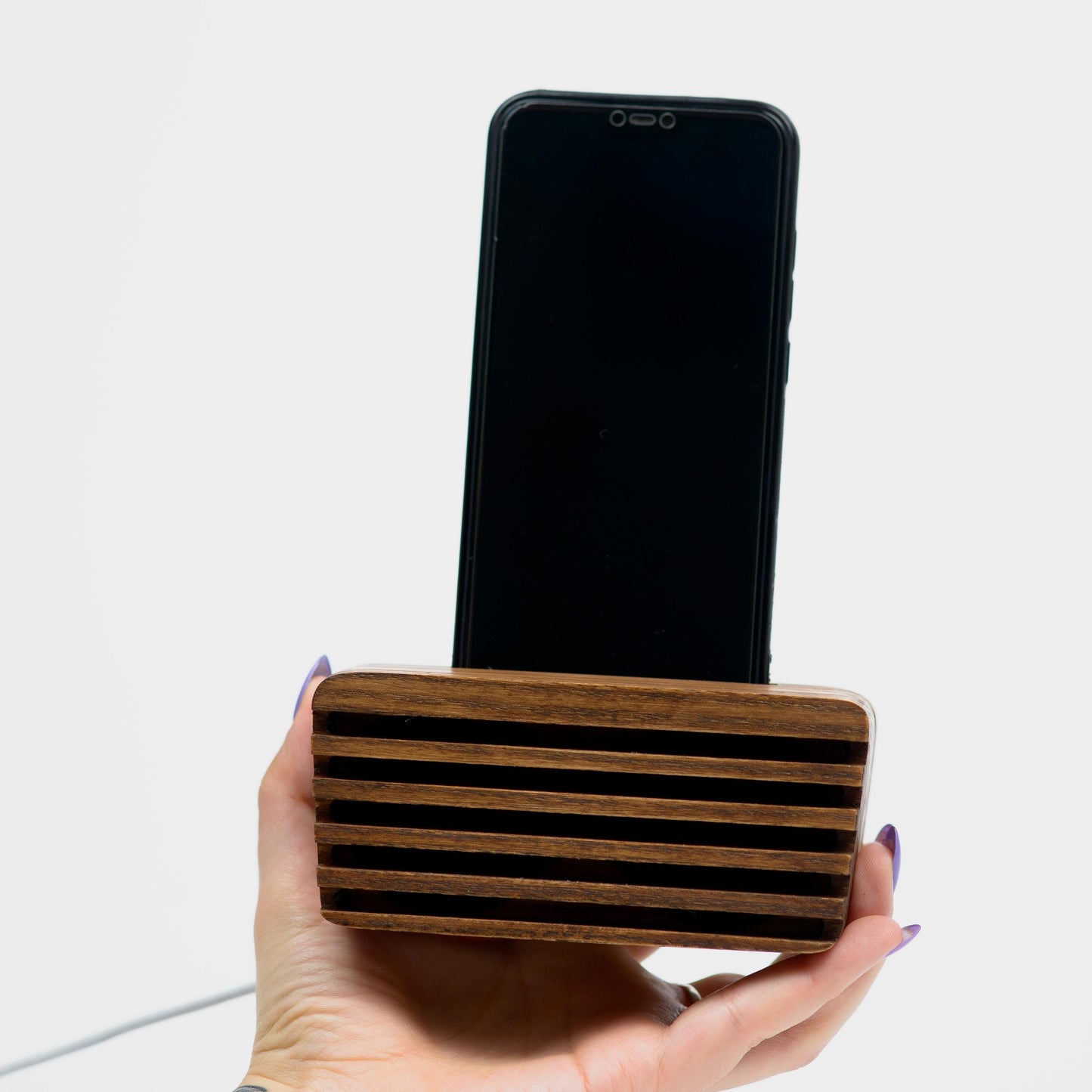 Wood Phone Stand Speaker Personalized Decor Gift - 5th Anniversary Gift for Husband