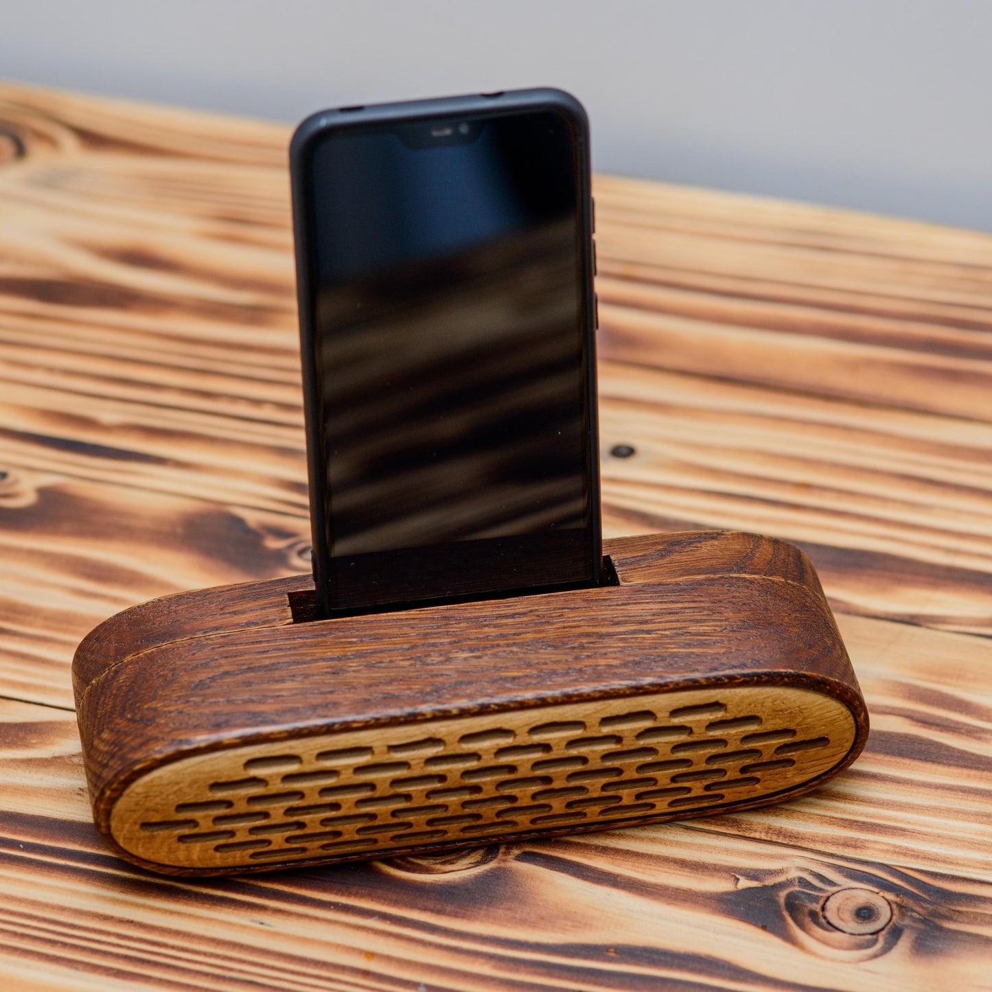 Personalized Wooden Phone Speaker Dock: Acoustic Amplifier, Desk Organizer