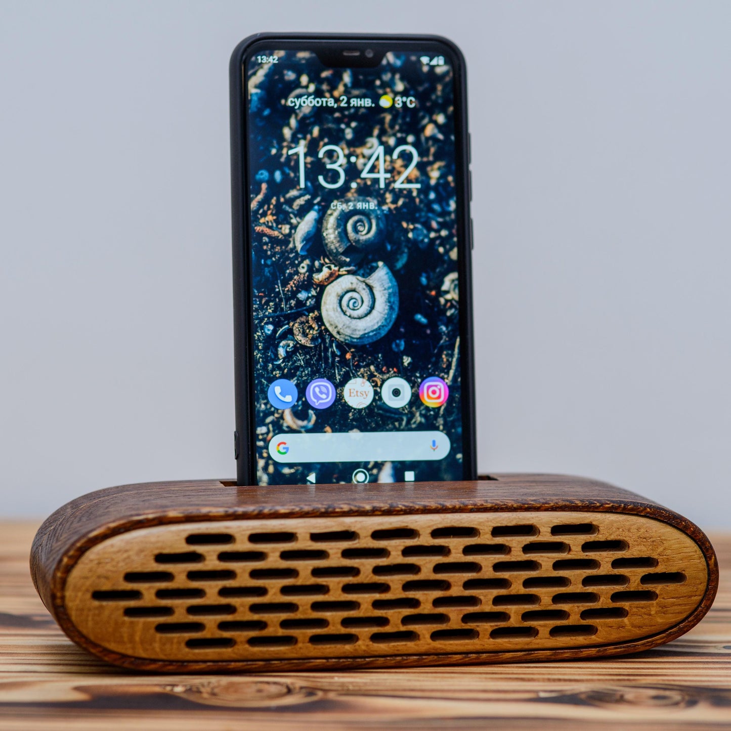 Personalized Wooden Phone Speaker Dock: Acoustic Amplifier, Desk Organizer