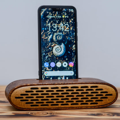Personalized Wooden Phone Speaker Dock: Acoustic Amplifier, Desk Organizer