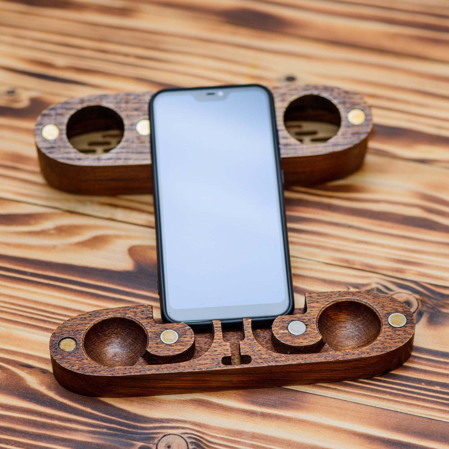 Personalized Wooden Phone Speaker Dock: Acoustic Amplifier, Desk Organizer
